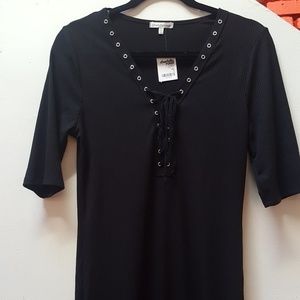 Charlotte russe Black knit dress lace up chest